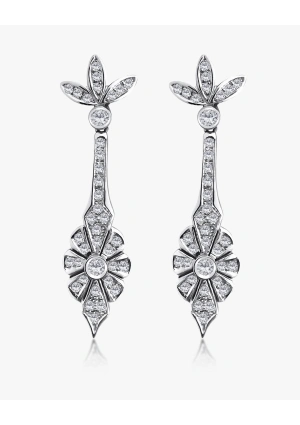 SPEARS 18K gold with brilliant cut diamonds pave setting vintage long earrings 2