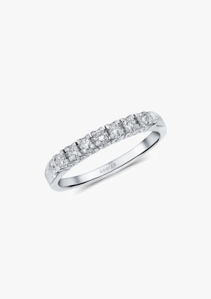 Bague demi alliance CASCAIS en or blanc 18K et diamants.