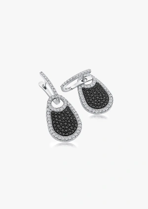 Pendientes CELINE en oro blanco de 18K con pavé de diamantes B&W