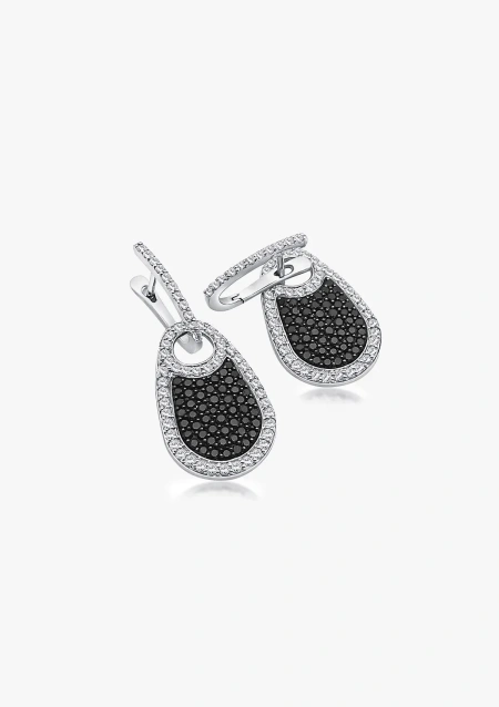 Pendientes CELINE en oro blanco de 18K con pavé de diamantes B&W