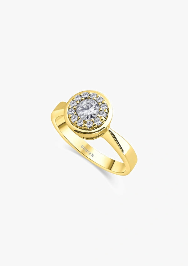 Anillo solitario SINTRA en oro de 18K en diferentes tonalidades con diamantes talla brillante