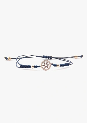 Pulsera Charm NÁUTICA en oro de 18K con diamantes talla brillante con cuentas en plata de Ley trenzada con hilo macramé 2