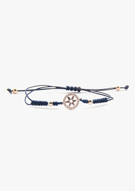 Pulsera NÁUTICA en oro blanco de 18K con diamantes e hilo macramé