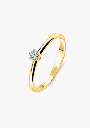 ORLY 18K gold solitaire ring with brilliant cut diamond
