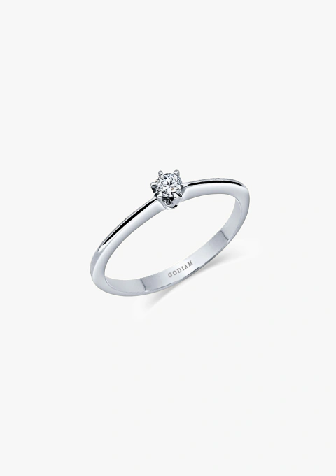Bague solitaire ORLY en or 18K et diamant taille brillant.
