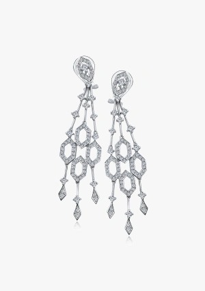BIG LIFE 18K white gold with brilliant cut diamonds long earrings.