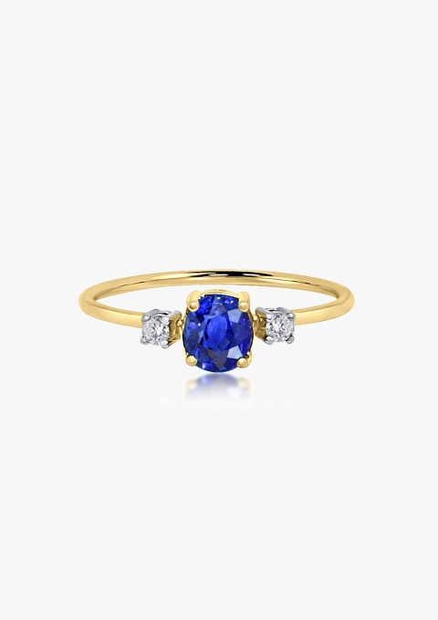Bague trilogie LITTLE MINI RAINBOW or jaune-blanc 18K diamants et rubis, saphir bleu ou émeraude