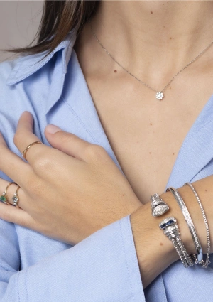Bague LITTLE MINI RAINBOW en or jaune et blanc 18K avec diamants et aigue-marine 2