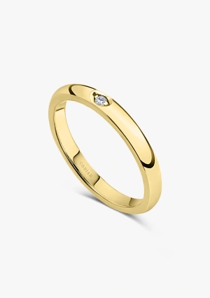 Bague Alliance UNITY en or jaune 18 carats avec un diamant taille brillant