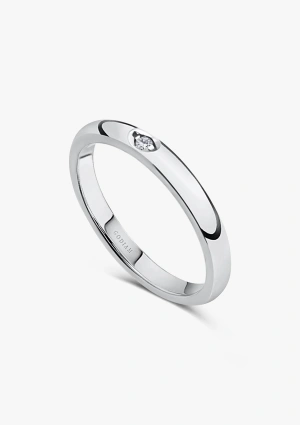 Bague Alliance UNITY en or blanc 18 carats avec un diamant taille brillant