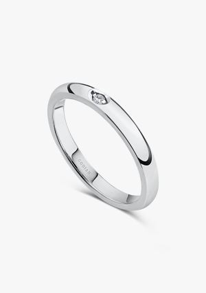 UNITY 18K white gold with a single brilliant cut diamond wedding band ring