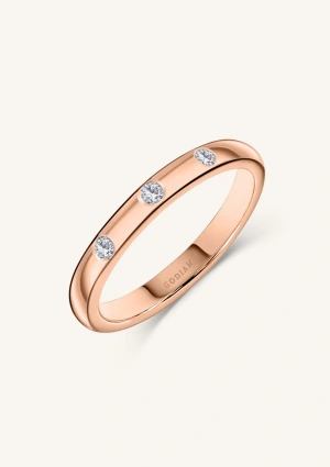 Alliance TRINITY or rose 18K et 3 diamants taille brillant.