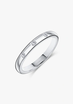 Bague Alliance TRINITY en or blanc 18 carats avec trois diamants taille brillant