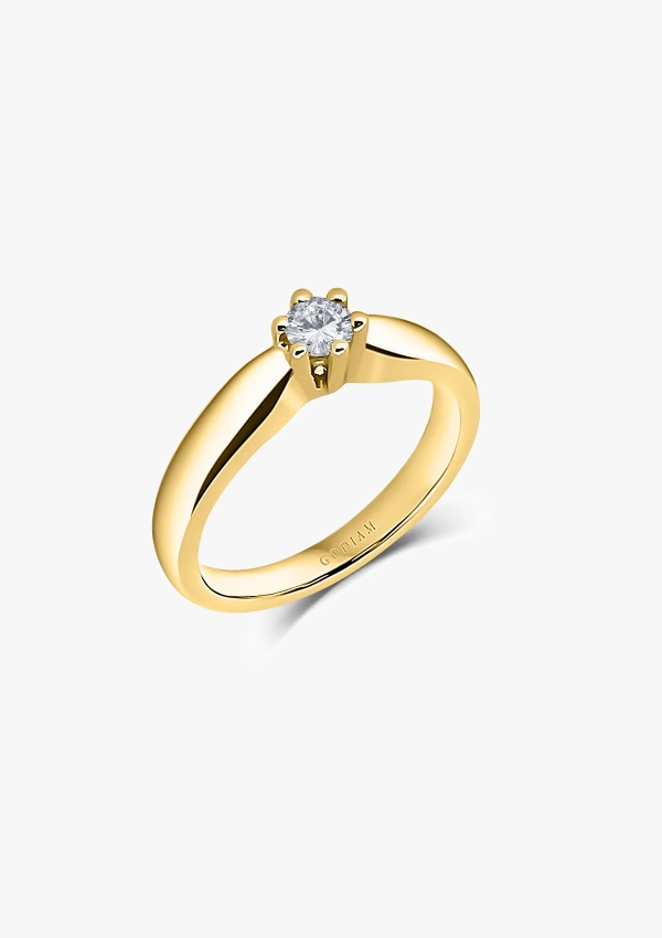 Bague solitaire FINISTERRE en or jaune 18 carats avec diamant taille brillant