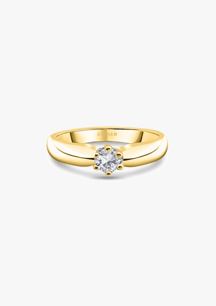 Bague solitaire FINISTERRE or jaune 18 carats et diamant.