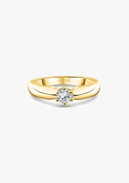 Bague solitaire FINISTERRE or jaune 18 carats et diamant.