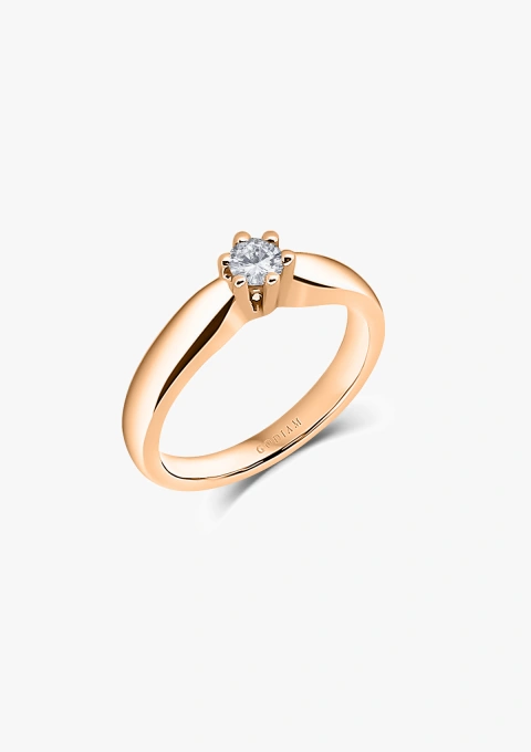 Bague solitaire FINISTERRE en or rose 18 carats avec diamant taille brillant