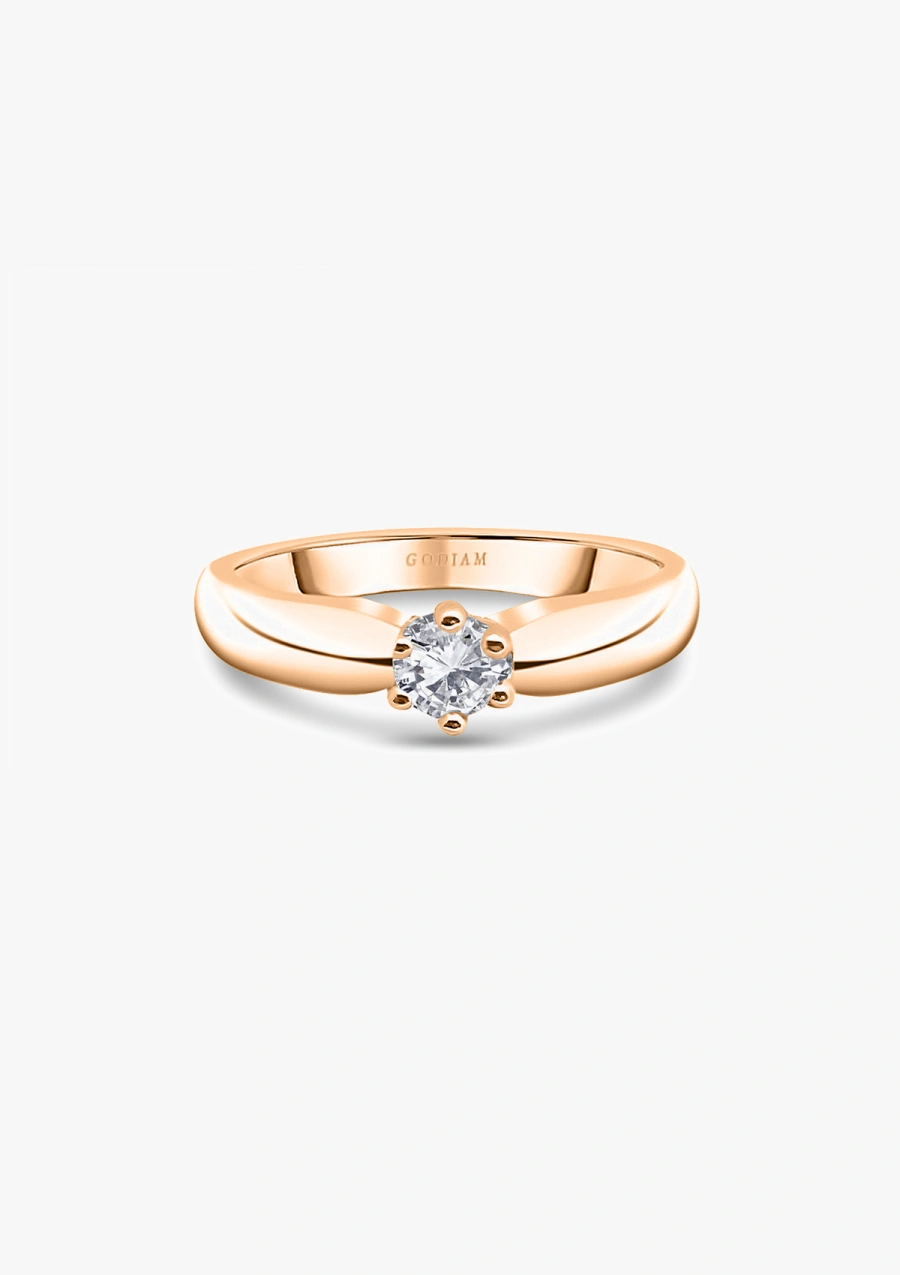 Bague solitaire FINISTERRE or rose 18 carats et diamant.