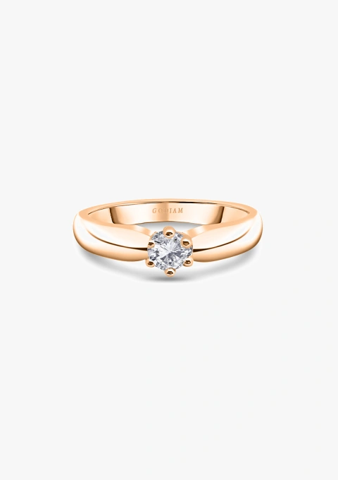 Bague solitaire FINISTERRE or rose 18 carats et diamant.
