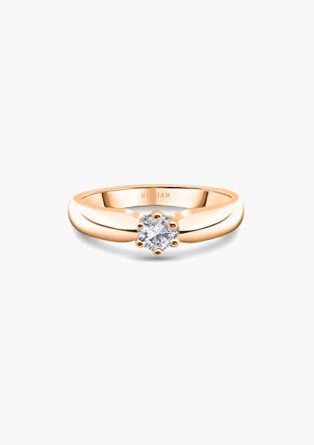 FINISTERRE 18K rose gold with a diamond solitaire ring.