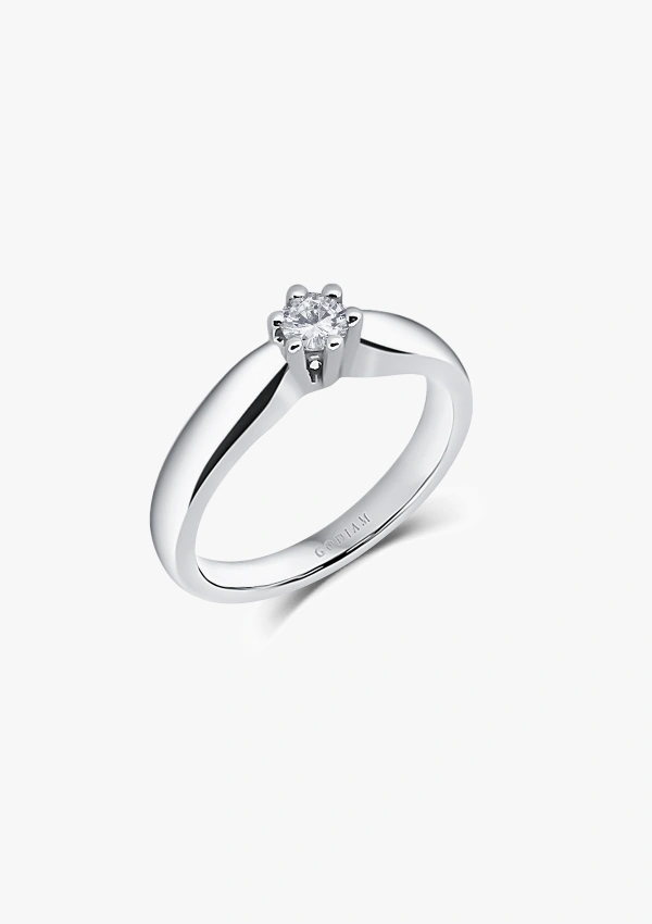 Bague solitaire FINISTERRE en or blanc 18 carats avec diamant taille brillant