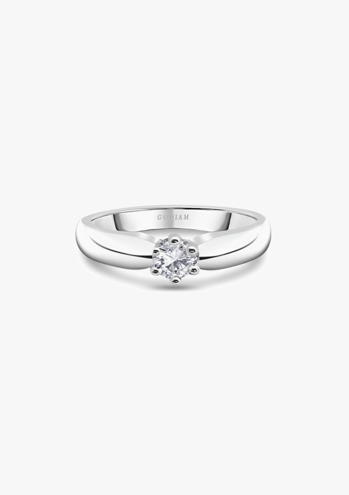 Bague solitaire FINISTERRE or blanc 18 carats et diamant.
