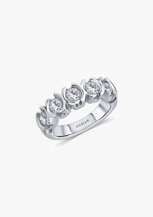 CLARA 18K white gold with 5 brilliant cut diamonds half eternity ring