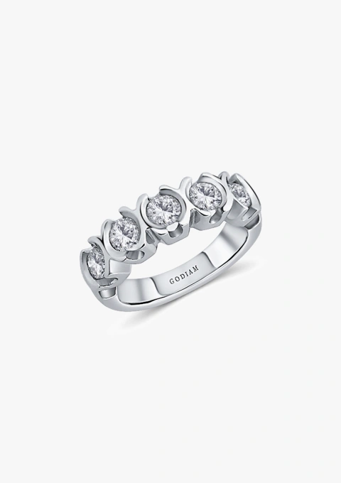 CLARA 18K white gold with 5 brilliant cut diamonds half eternity ring