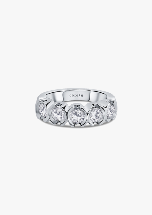 CLARA 18K white gold with 5 brilliant cut diamonds half eternity ring 2