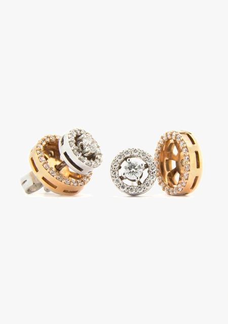 Pendientes desmontables GALA en oro blanco&rosa de 18K y diamantes