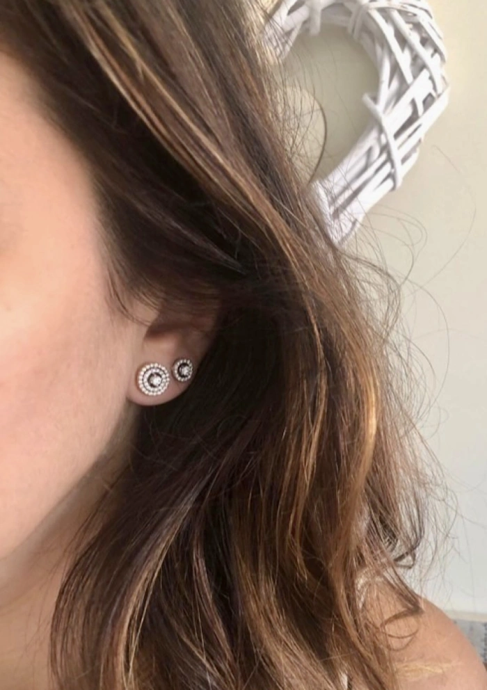 Pendientes desmontables GALA en oro blanco&rosa de 18K y diamantes
