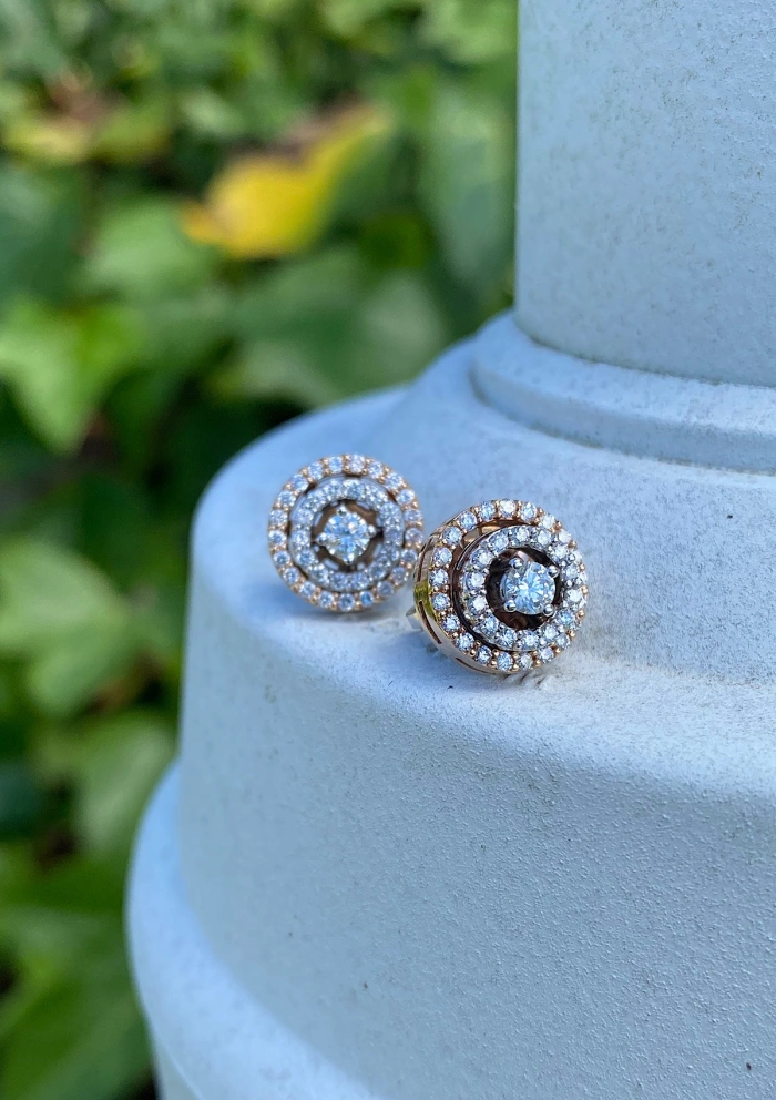 Pendientes desmontables GALA en oro blanco&rosa de 18K y diamantes