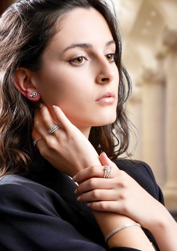 Pendientes desmontables GALA en oro blanco&rosa de 18K y diamantes