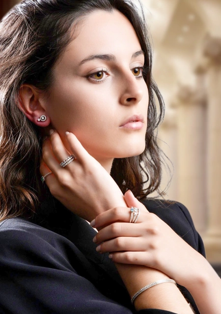 Pendientes desmontables GALA en oro blanco&rosa de 18K y diamantes