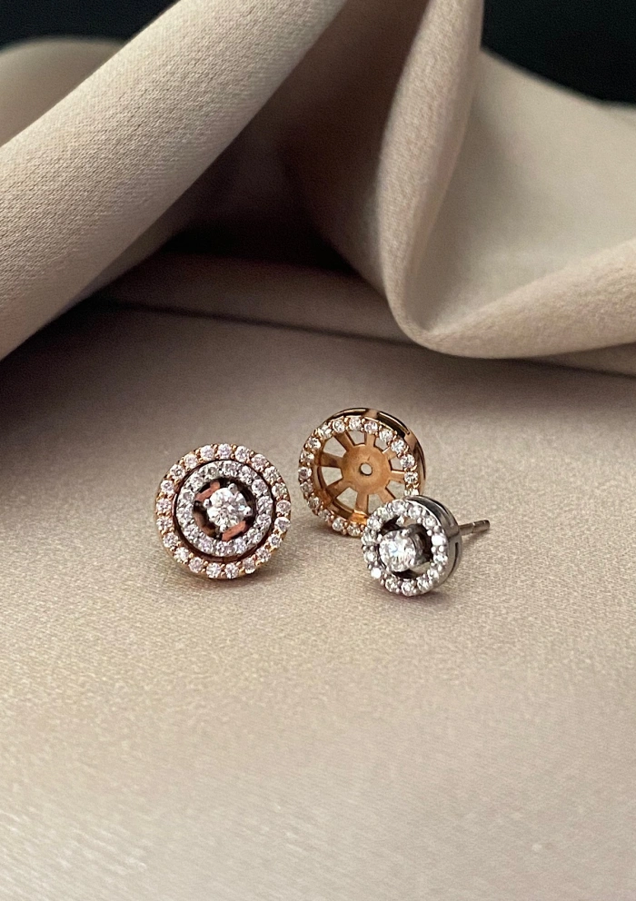 Pendientes desmontables GALA en oro blanco&rosa de 18K y diamantes