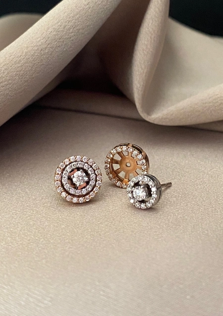 Pendientes desmontables GALA en oro blanco&rosa de 18K y diamantes