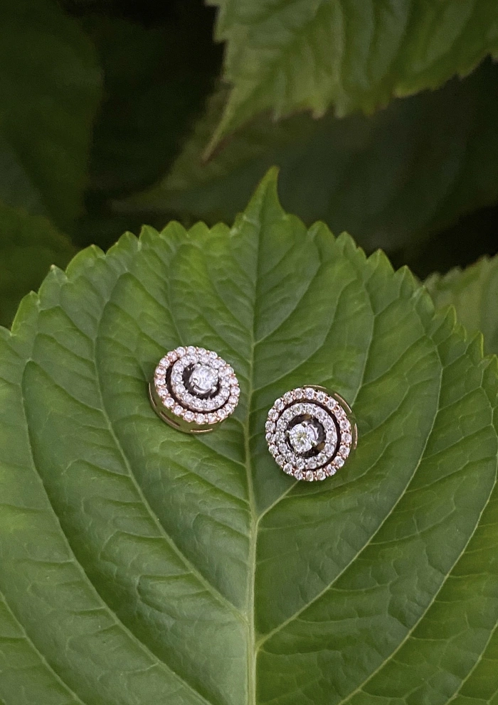 Pendientes desmontables GALA en oro blanco&rosa de 18K y diamantes