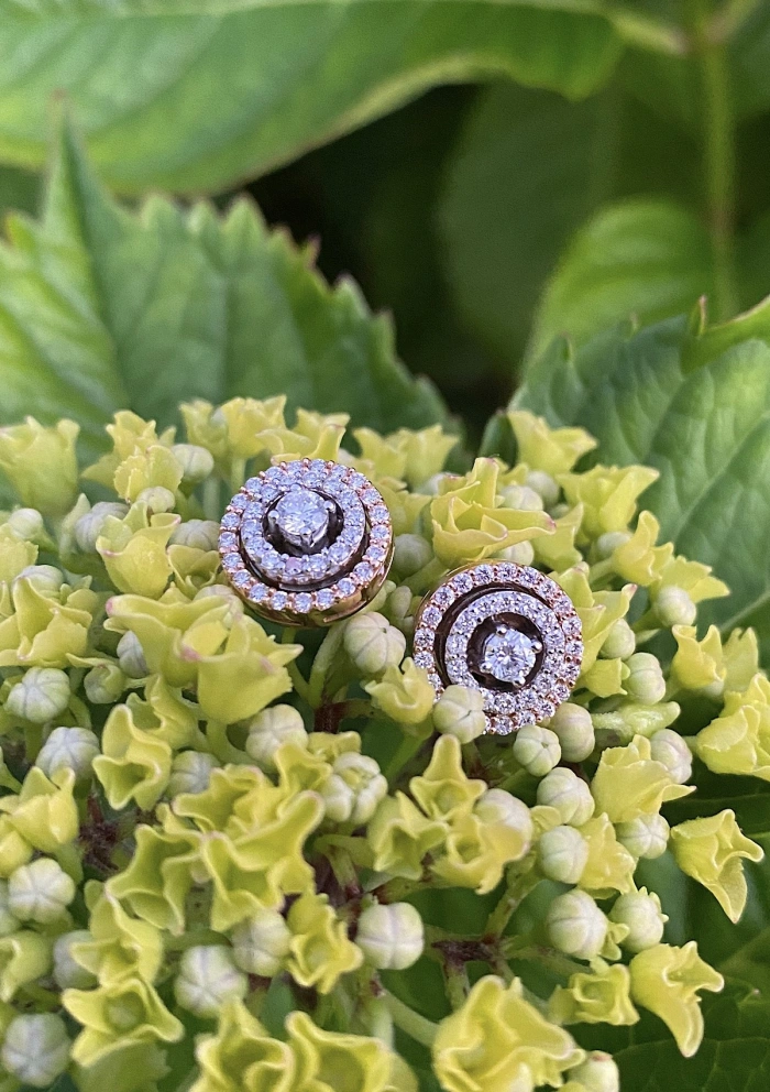 Pendientes desmontables GALA en oro blanco&rosa de 18K y diamantes