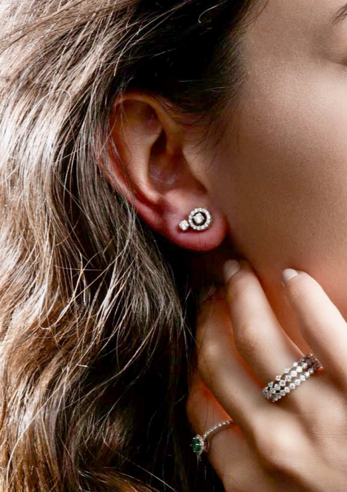 Pendientes desmontables GALA en oro blanco&rosa de 18K y diamantes