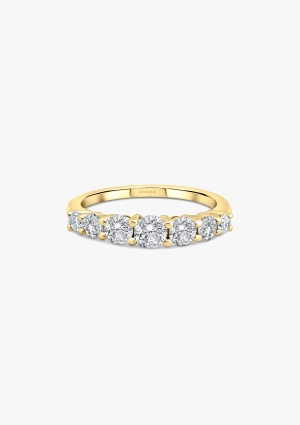 MACARENA 18K gold with 7 gradient brilliant cut diamonds wedding band ring. 2