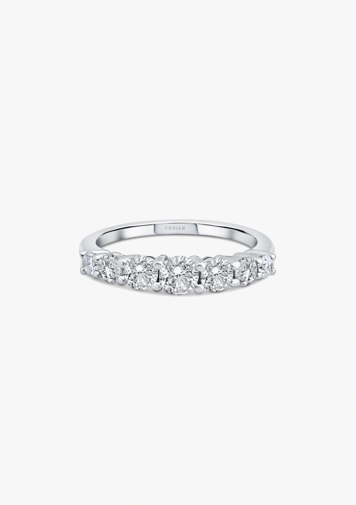 MACARENA 18K gold 7 diamonds half eternity band ring.