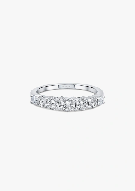 MACARENA 18K gold 7 diamonds half eternity band ring.