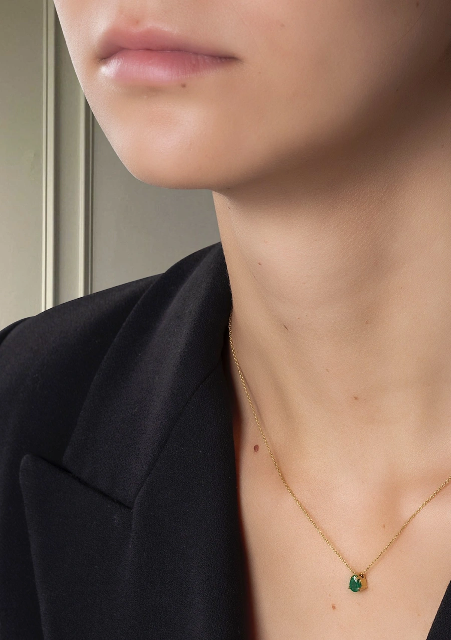 Pendentifs HAPPY TEARS en or jaune 18K avec émeraude, rubis ou saphir bleu