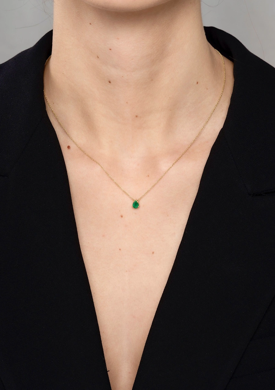 HAPPY TEARS 18K yellow gold with emerald, ruby or blue sapphire pendants collection