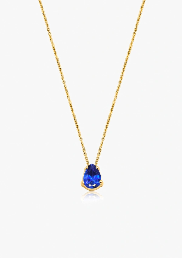 Collection de Pendentifs HAPPY TEARS en or jaune 18K avec émeraude, rubis ou saphir bleu taille poire