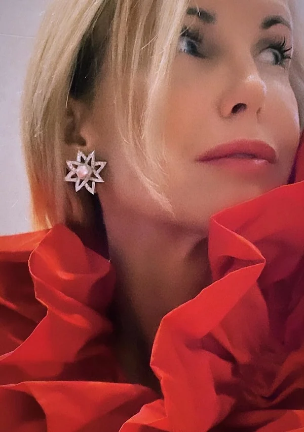 Brincos BIG STAR em ouro branco 18K com diamantes de lapidação brilhante e pérolas australianas 2