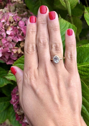 Anillo INDIA en oro amarillo de 18 quilates con diamantes y prasiolita 2