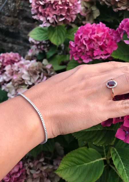 INDIA 18K rose gold with diamonds and rubellite ring.