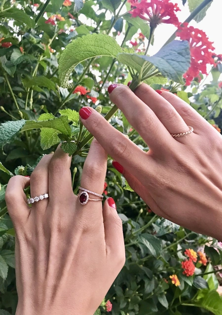 INDIA 18K rose gold with diamonds and rubellite ring.