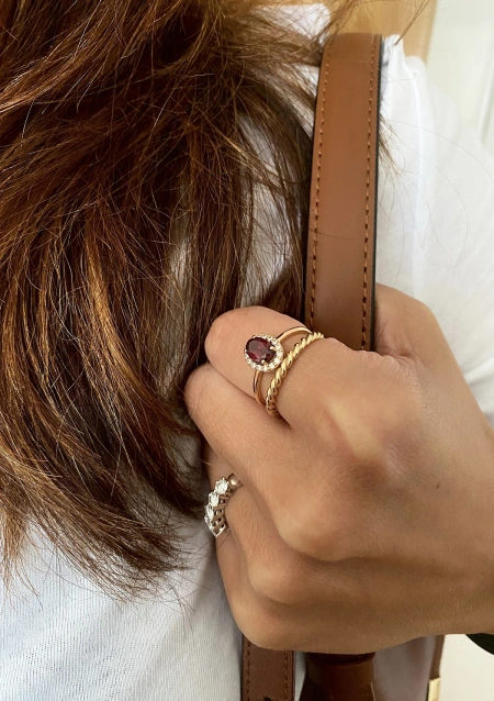 INDIA 18K rose gold with diamonds and rubellite ring.